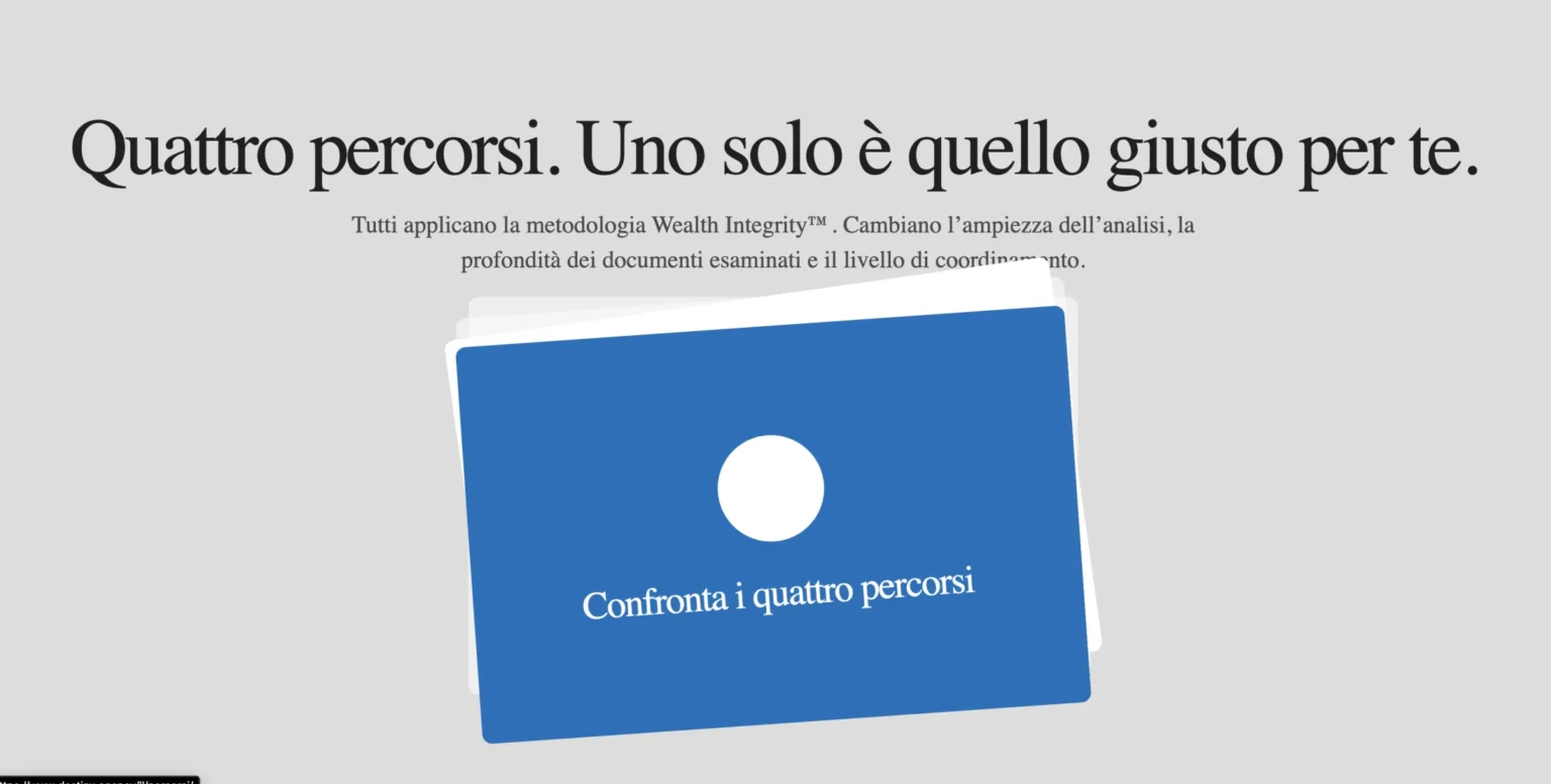 Quattro percorsi distinti, riuniti dalla metodologia Wealth Integrity.