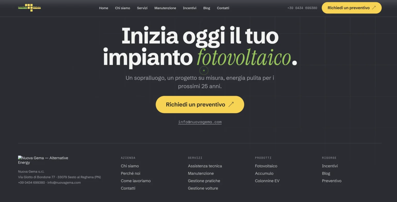 Ogni percorso accompagna verso una richiesta di preventivo concreta.